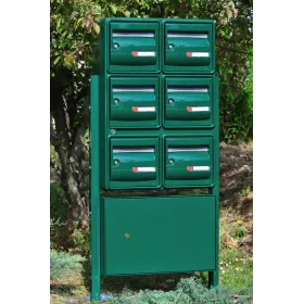Pack 6 Boites aux lettres + Boite à colis + Pieds platines